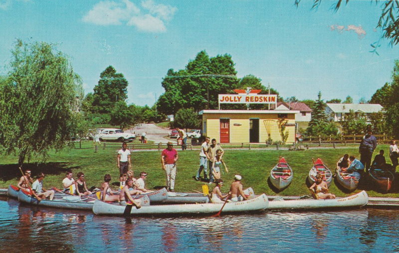 Jolly Redskin Canoe Livery - Vintage Postcard